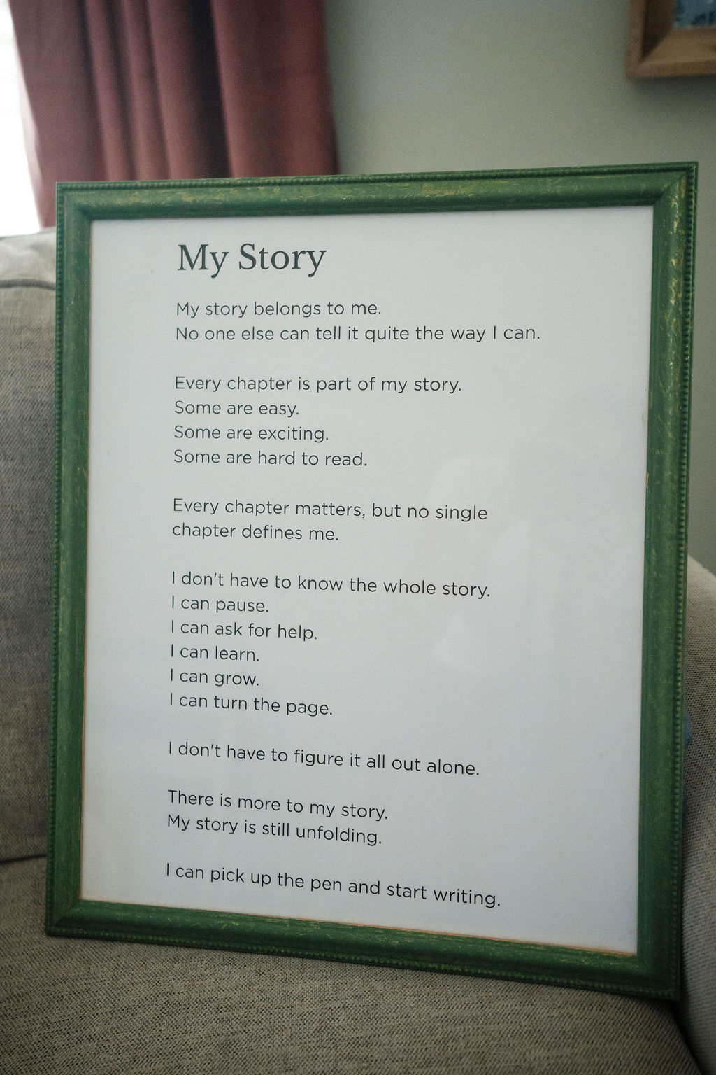 Framed “My Story” poem